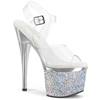 Pleaser - ESTEEM708CHLG Sandale à bride à la cheville, Pole dance chaussures - Chaussures de pole dance - Couleur argent/Blanc Product image